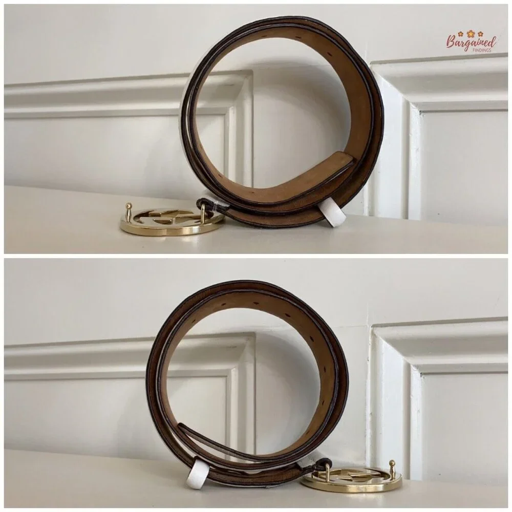 Authentic GUCCI White GG Plus Coated Canvas Leather Interlocking G Belt 80/32 - Picture 9 of 13